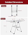 Sakugi Clothes Drying Rack with Height-Adjustable Wings, Metal Foldable Laundry Dryer Stand for Clothing & Bedding, Free-Standing Collapsible for Indoor & Outdoor Use, 141 x 58 x 93 cm, Silver Blue