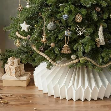 Honeycomb Christmas Tree Collar White Foldable Paper Base Cover Decoration