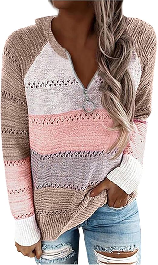 Damen Kapuzenpullover Mit V-Ausschnitt - Gestreifter Hoodie Für Herbst & Sommer