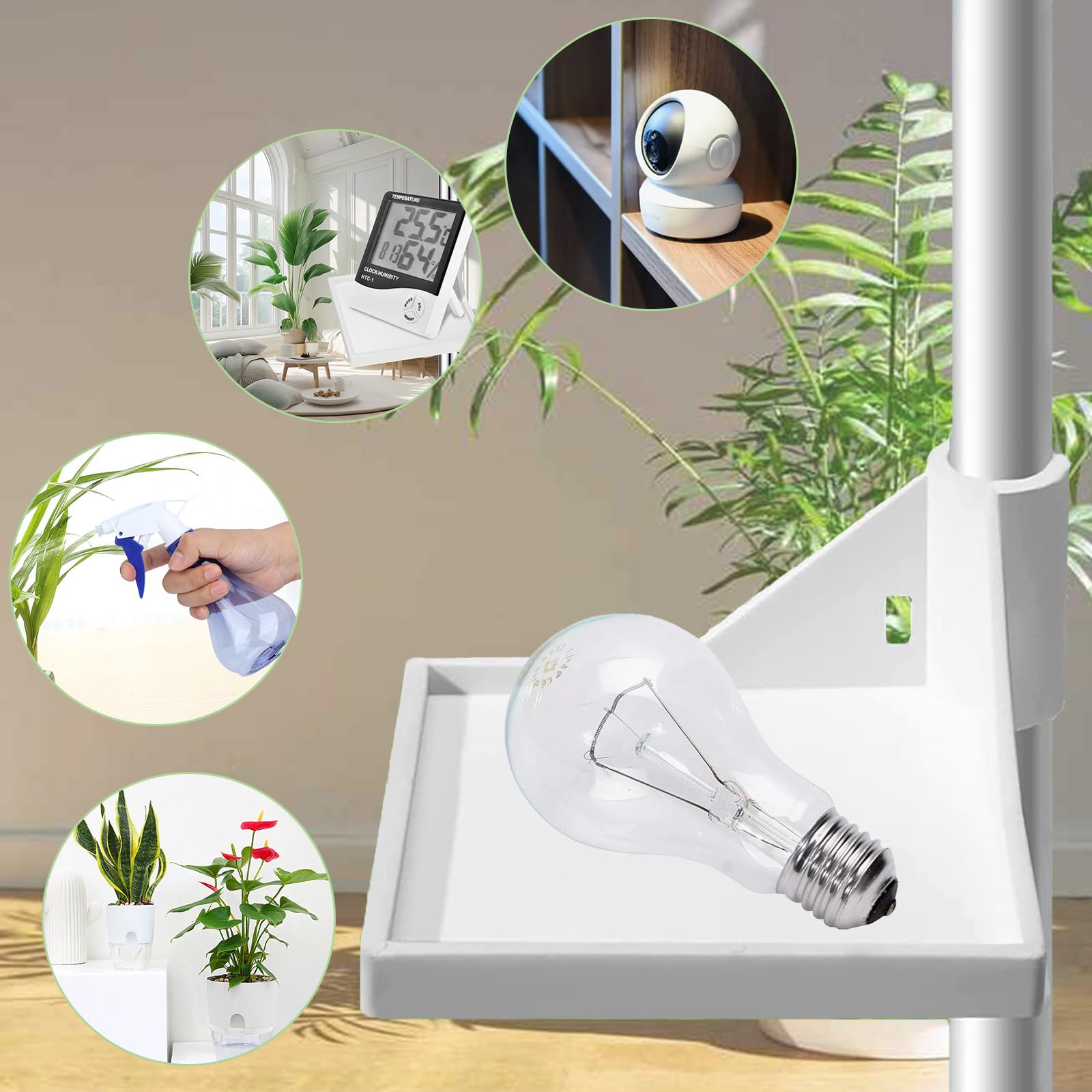 Accesorios para Tienda de Cultivo, 4 Pieza Estantes de Esquina para Tienda de Crecimiento, 8,9 x 8,9cm Accesorios Versátiles para Tienda de Cultivo, para Postes de Tienda de 16mm, Blanco(Reutilizable)