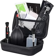 Pruie Kit de limpeza de câmera profissional Kit de limpeza de sensor com cotonetes de limpeza de ventilador de ar Caneta de limpeza Pano de limpeza para a maioria das câmeras de celular e laptop