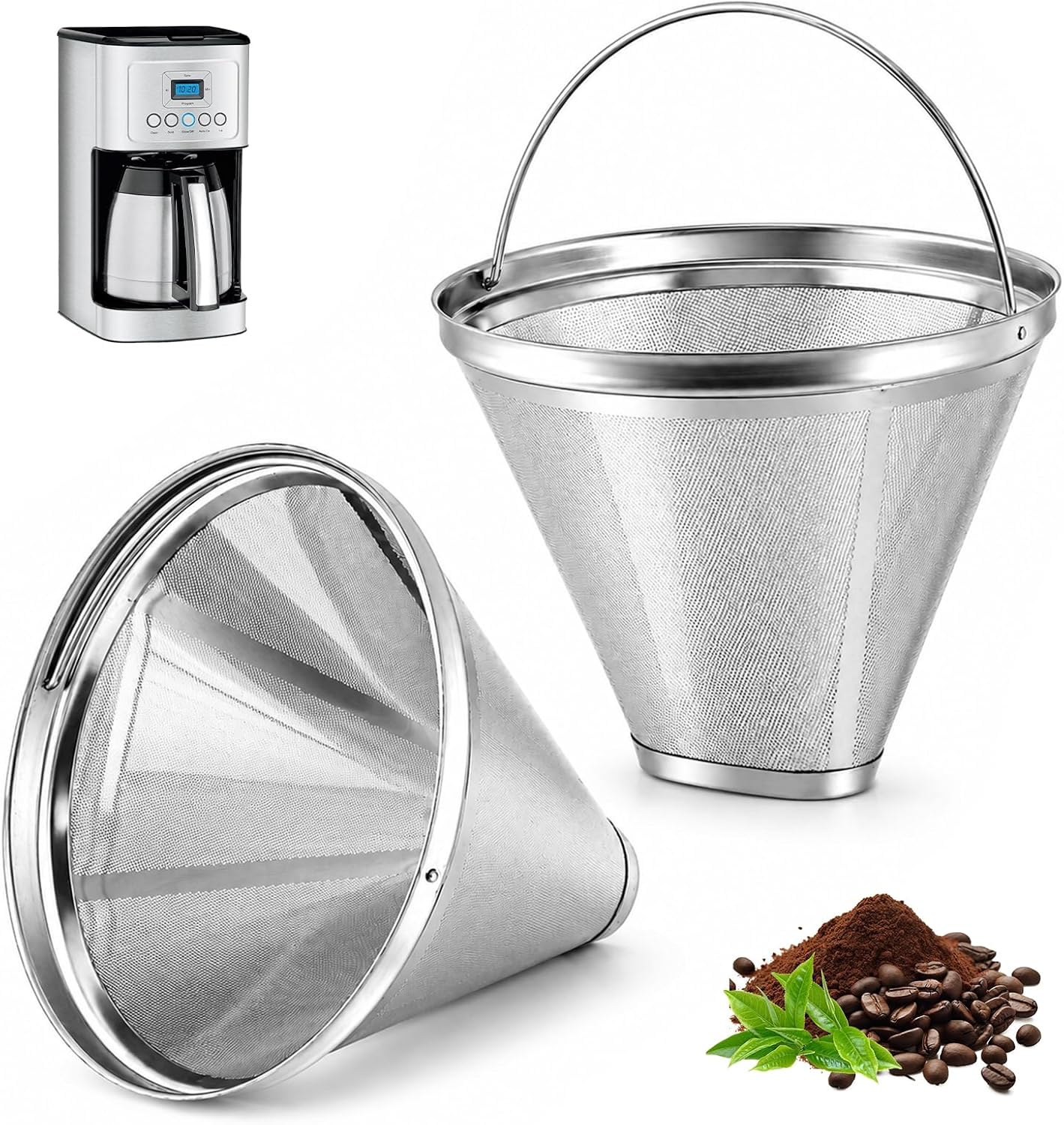 Reusable No. 4 Cone Coffee Filters, Permanent Filter for Ninja Coffee Maker