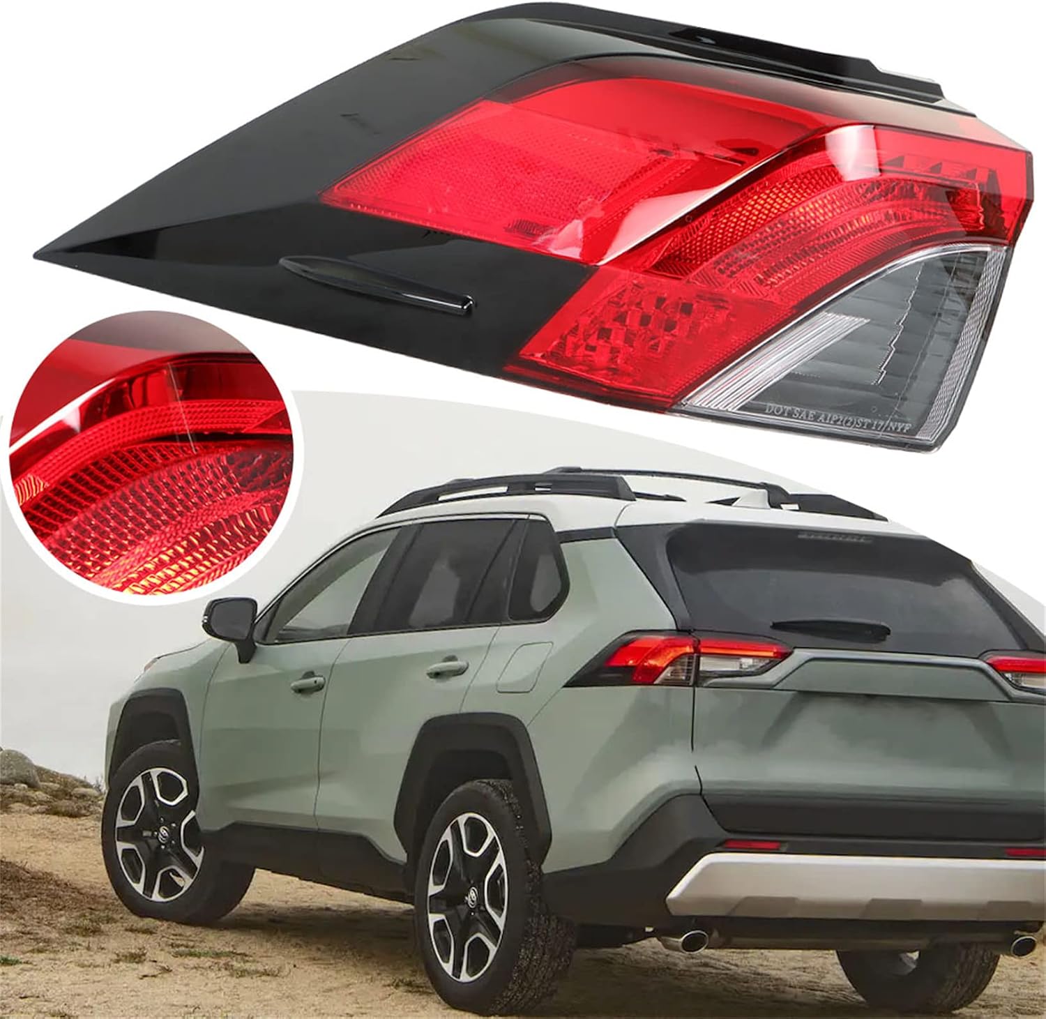 LABLT Car Tail Lamp Rear Brake Light Turn Signal Lamp Replacement for 2019-2021 Toyota RAV4 815600R090 TO2804148 Left Side Taillight