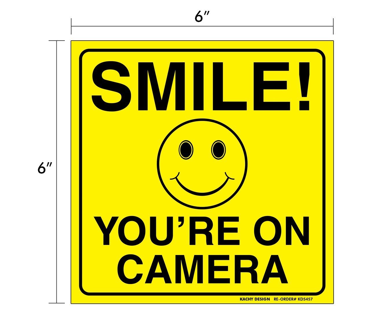 (Zestaw 4) 'Smile You're On Camera' znak - 15 cm x 15 cm - 4 Mil winyl - laminowany dla najwyższej ochrony i trwałości - naklejka samoprzylepna - odporna na promieniowanie UV i warunki atmosferyczne - wytrzymała