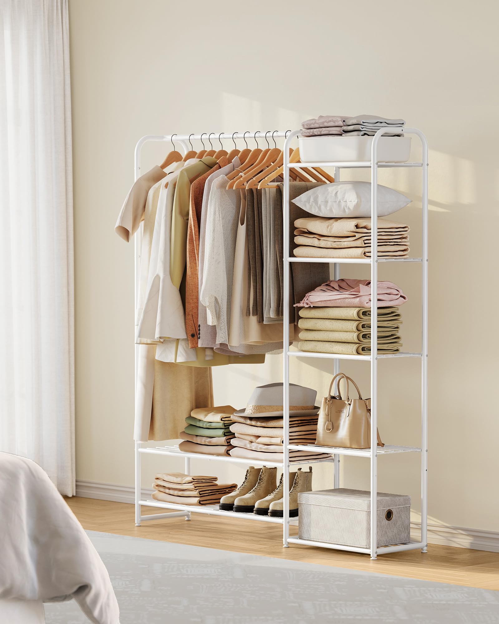 SunnyPoint Appendiabiti Autoportante Con Ripiano – 160x35x67 Cm – Struttura Metallica Stabile