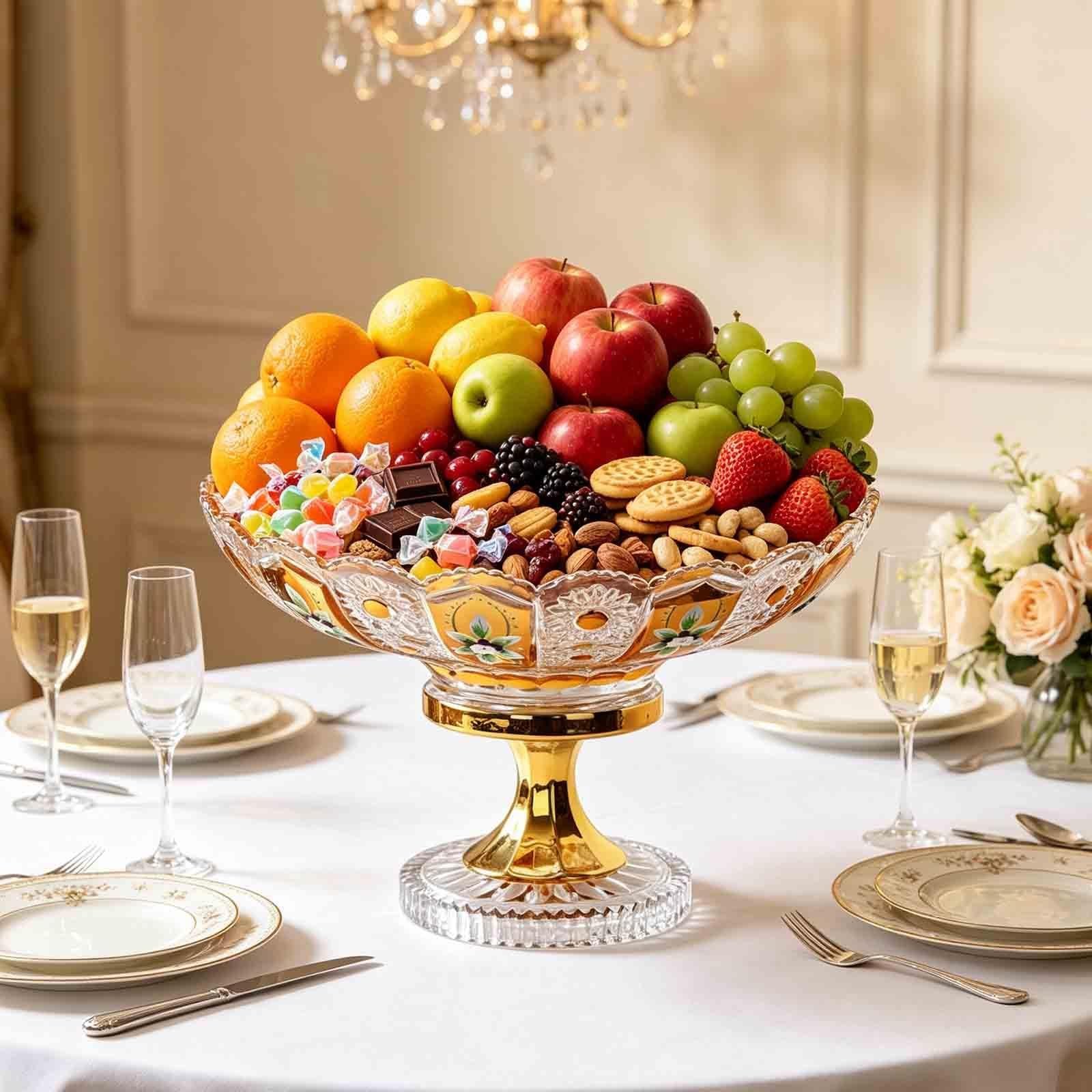 Bol à fruits, corbeille à fruits, assiette à fruits en verre cristal