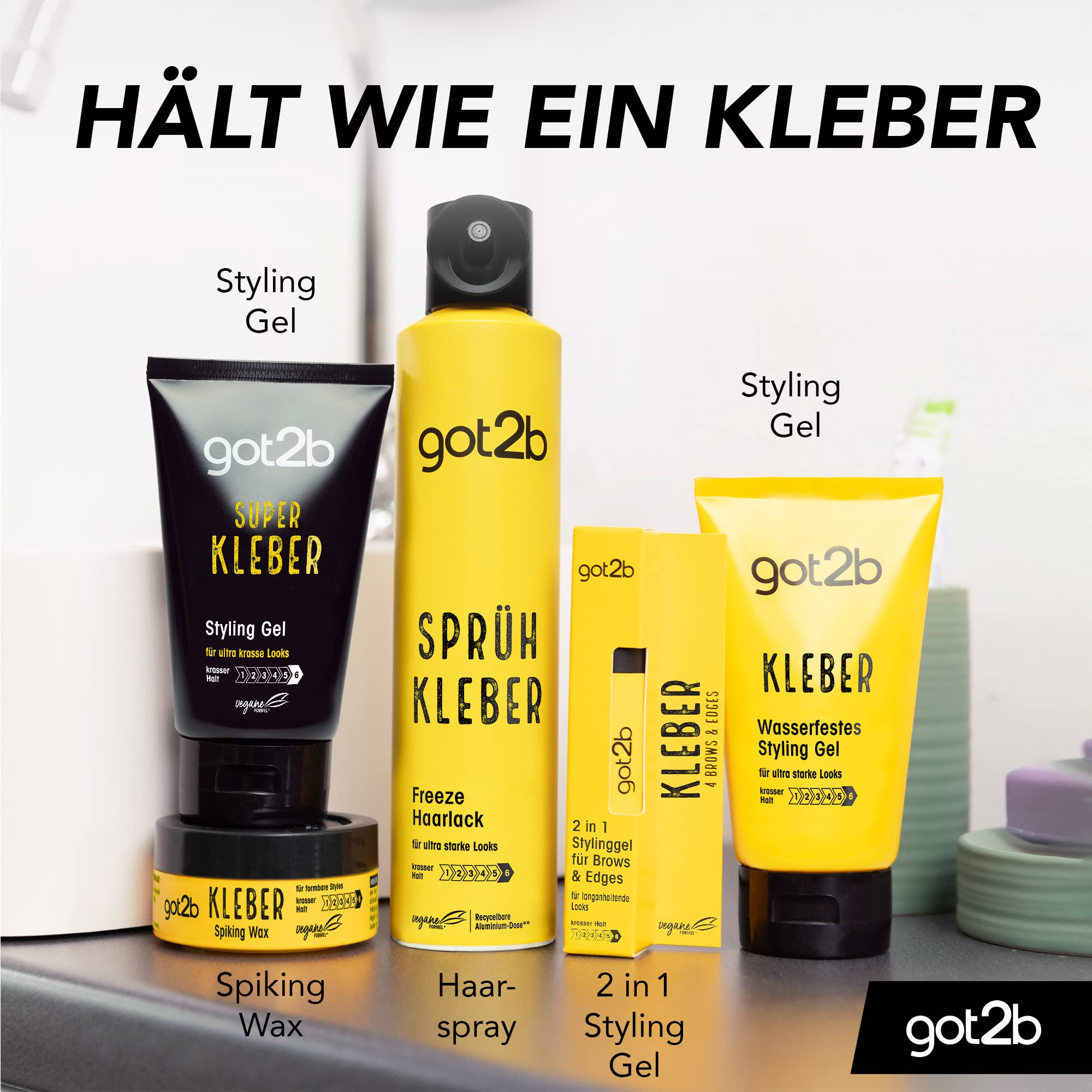 Got2b Spiking Wax Halt 6 1 opakowanie (1 x 75 ml), wosk do włosów z mocnym trzymaniem do pionowego stylu, żel do włosów dla mężczyzn, modelowany jak wosk i utrzymuje się jak klej