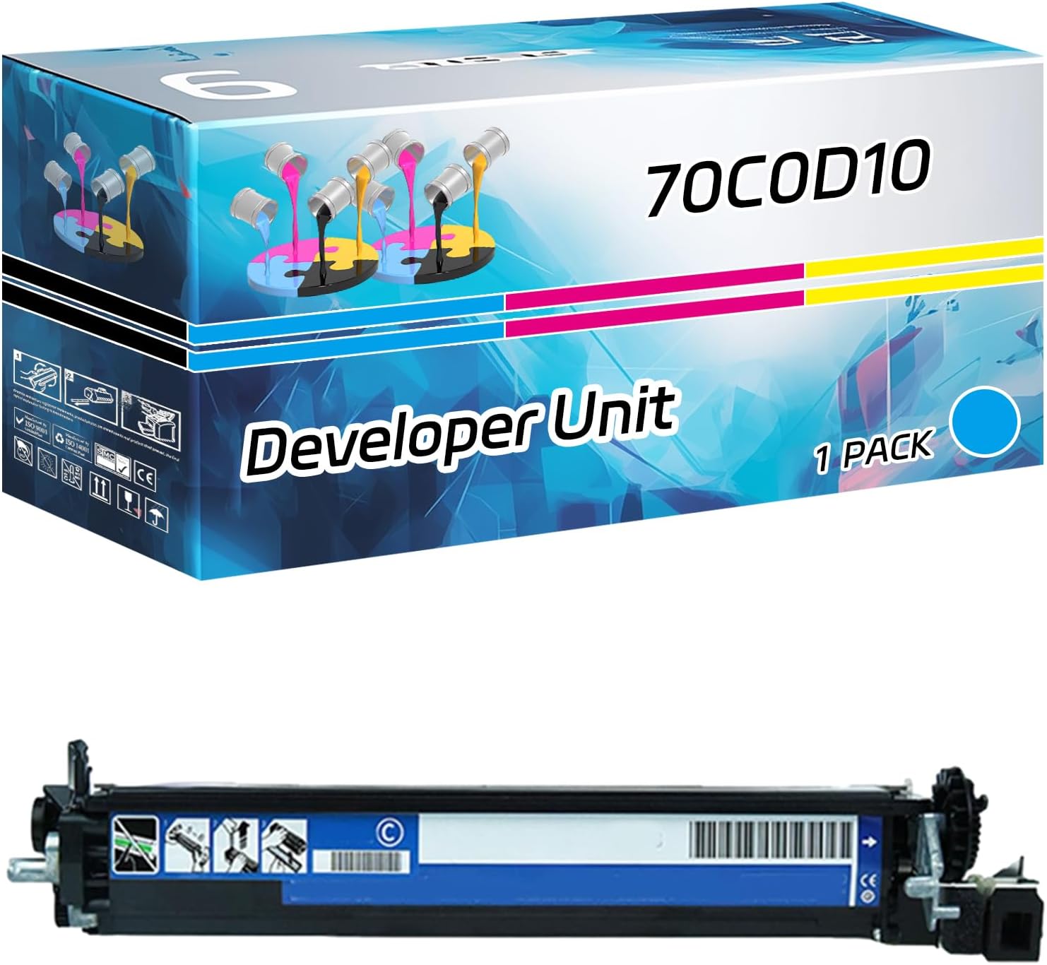 70C0D10 70C0D20 70C0D30 70C0D40 Developer Unit Compatible for Lexmark CX310dn CX310n CX317dn CX410de CX410dte CX410e CX417de Printers, High Yield 30000 Pages, Contains Chip (Yellow)