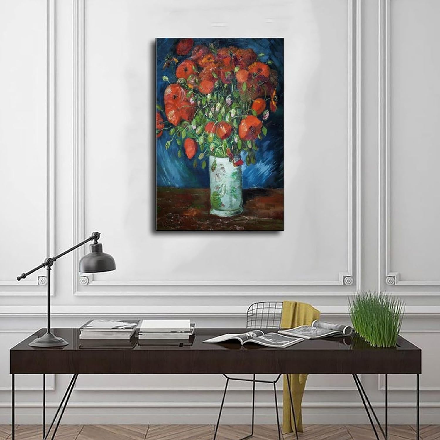 YFET Van Gogh Vase With Poppies 1886 Vintage Exhibition Poster Art Print Van Gogh Flowers Print Poster Painting Frame 12x18inch