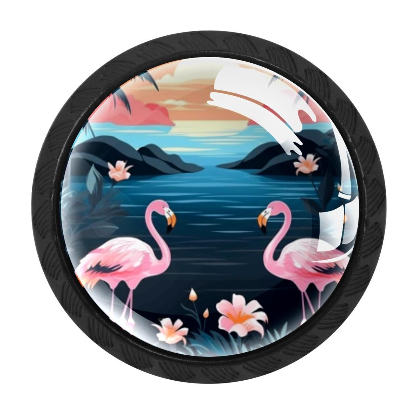 Chenzzzz Multicolored 08 4 Pcs Flamingo Rainforest Crystal Glass Cabinet Knob Drawer Pull Handle For Kitchen Cupboard Dresser Wardrobe Etc