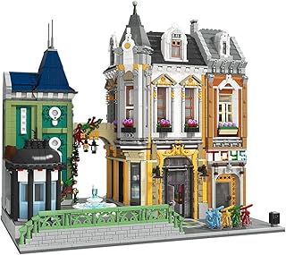 General Jim's Toy Store Square, Two Building Two Story Building Model Set with Accessories MOC Building Set Detailed City Modular Building Block Playset or Street View Model for Teens and Adults