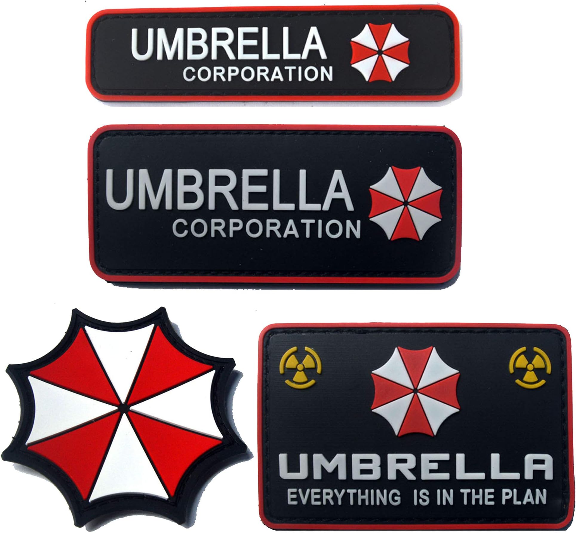 ODSS Resident Evil Umbrella Corporation PVC Patch Badge Emblem Applique Hook Patch for Clothing Backpack Accessories Cuff Pack of 4