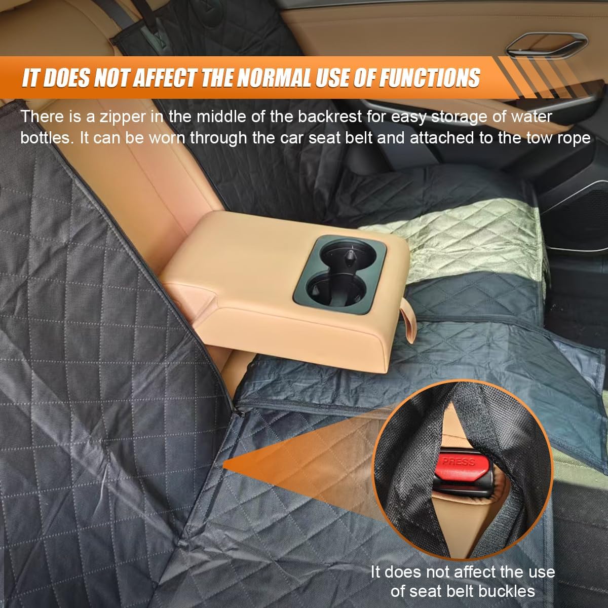 Car Back Seat Cover for Dog, Waterproof Nonslip Car Seat Protector for Pet Kids, Pet Bench Backseat Cover for Cars SUVs Trucks, 53"