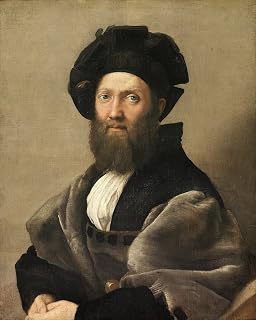 FANBUiHU Famous Painting Artwork Famous Print Portrait of Baldassare Castiglione by Raffaello Sanzio Raphael Wall Canvas Print for Office Decor 60x90cm