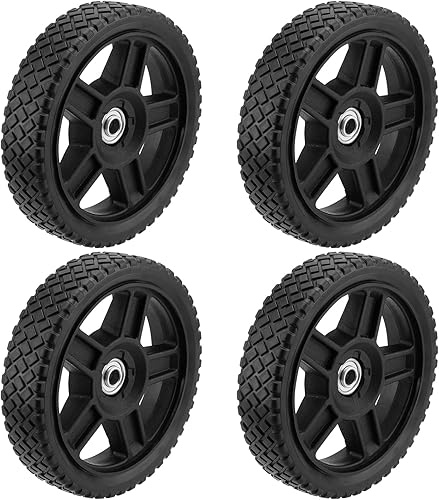 Miniatura 1 de KEILEOHO Paquete de 4 ruedas de corte de empuje de 8 pulgadas, rueda de radios de plástico, rueda de repuesto de goma con neumático, rueda universal