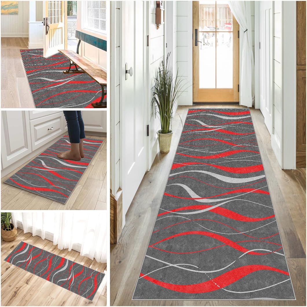 Tapis de passage long 90x250 cm antidérapant et lavable pour le couloir
