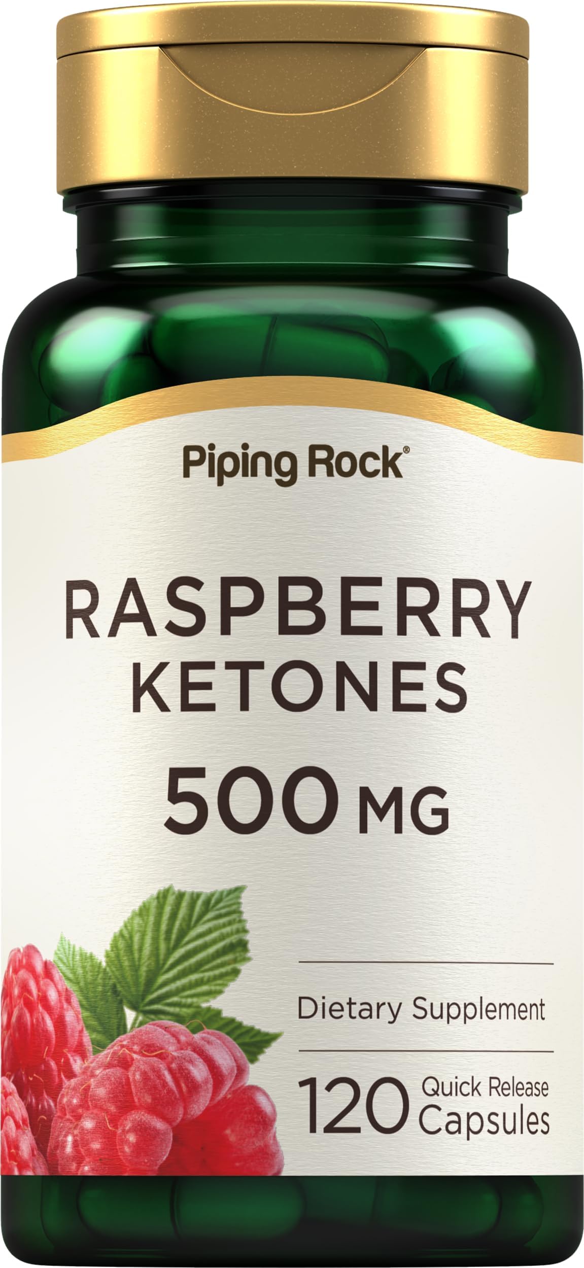 Piping Rock Raspberry Ketones Capsules | 500mg | 120 Count | Non-GMO, Gluten Free Supplements