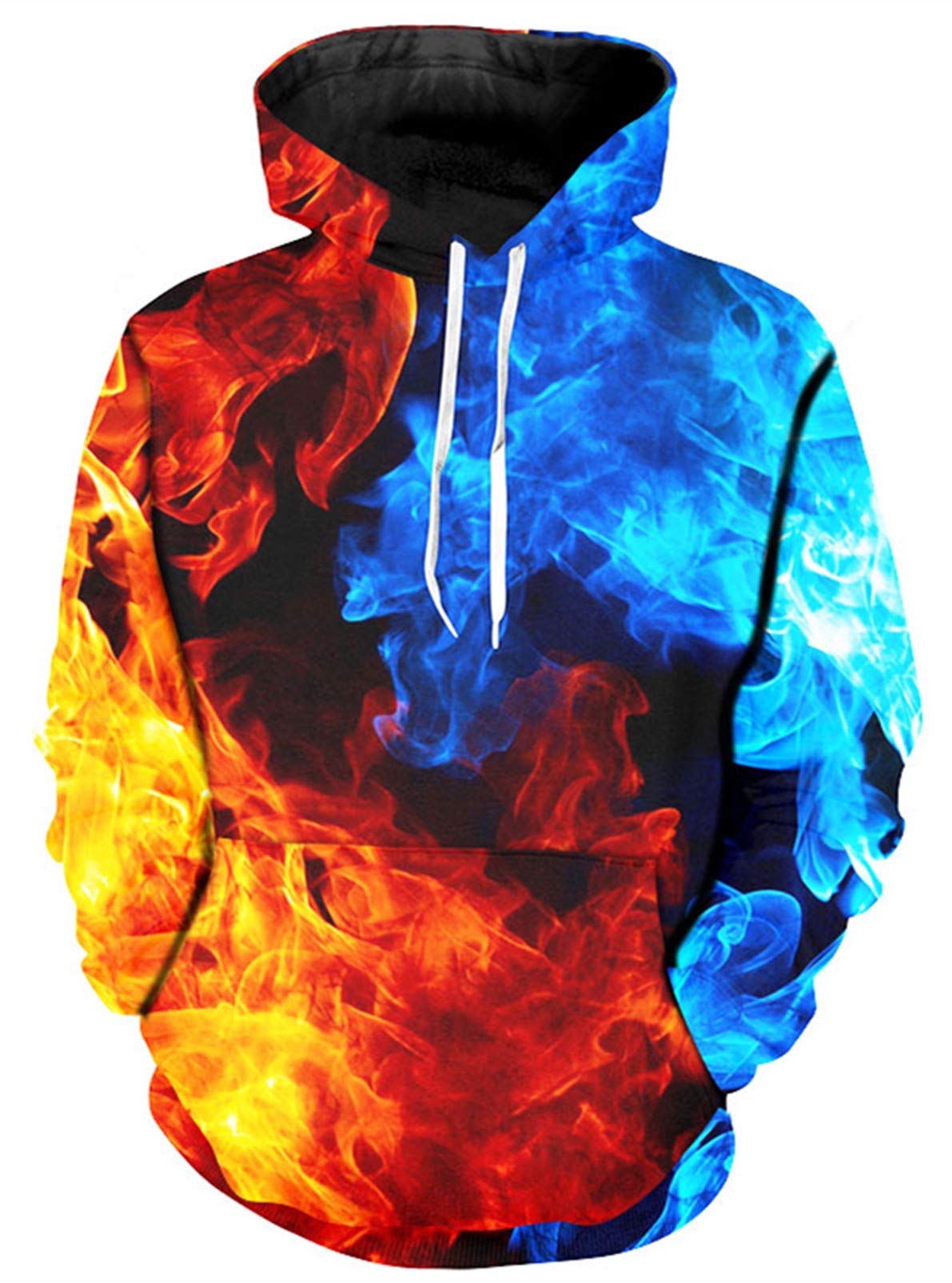 GLUDEARMen's Novelty 3D Print Pullover Hoodie Hooded Sweatshirt - red - S-M