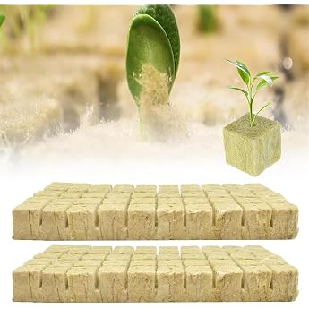 Rock Wool Cultivation Pack of 100 Rock Wool Cube Rockwool Leaf Grow Propagation Mat Bottomless Growing Hydroponics for Vegetables Cuttings Colonisation and Transplanting 40 x 40 x 40 mm
