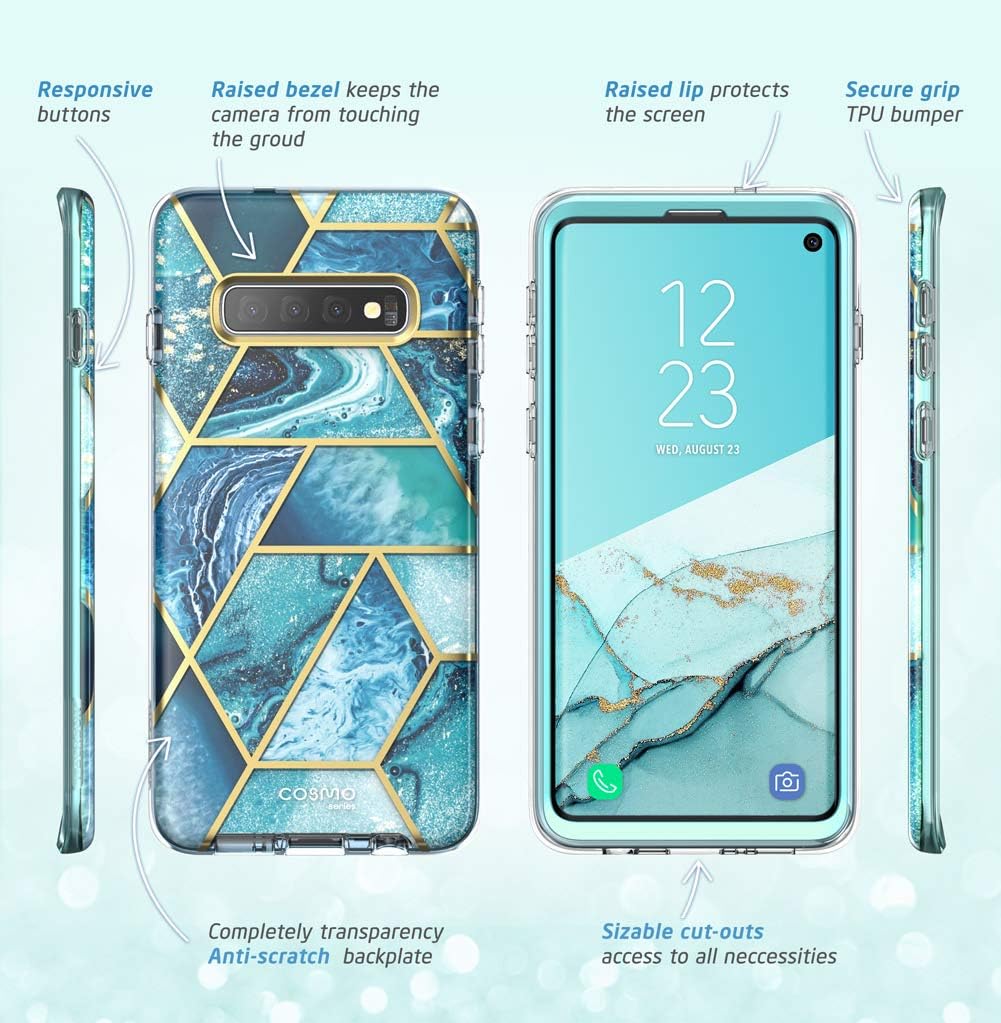 i-Blason Cosmo Series Designed for Samsung Galaxy S10 Case, Stylish Full-Body Protective Bumper Case Without Built-in Screen Protector for Galaxy S10 2019 Release (Ocean)