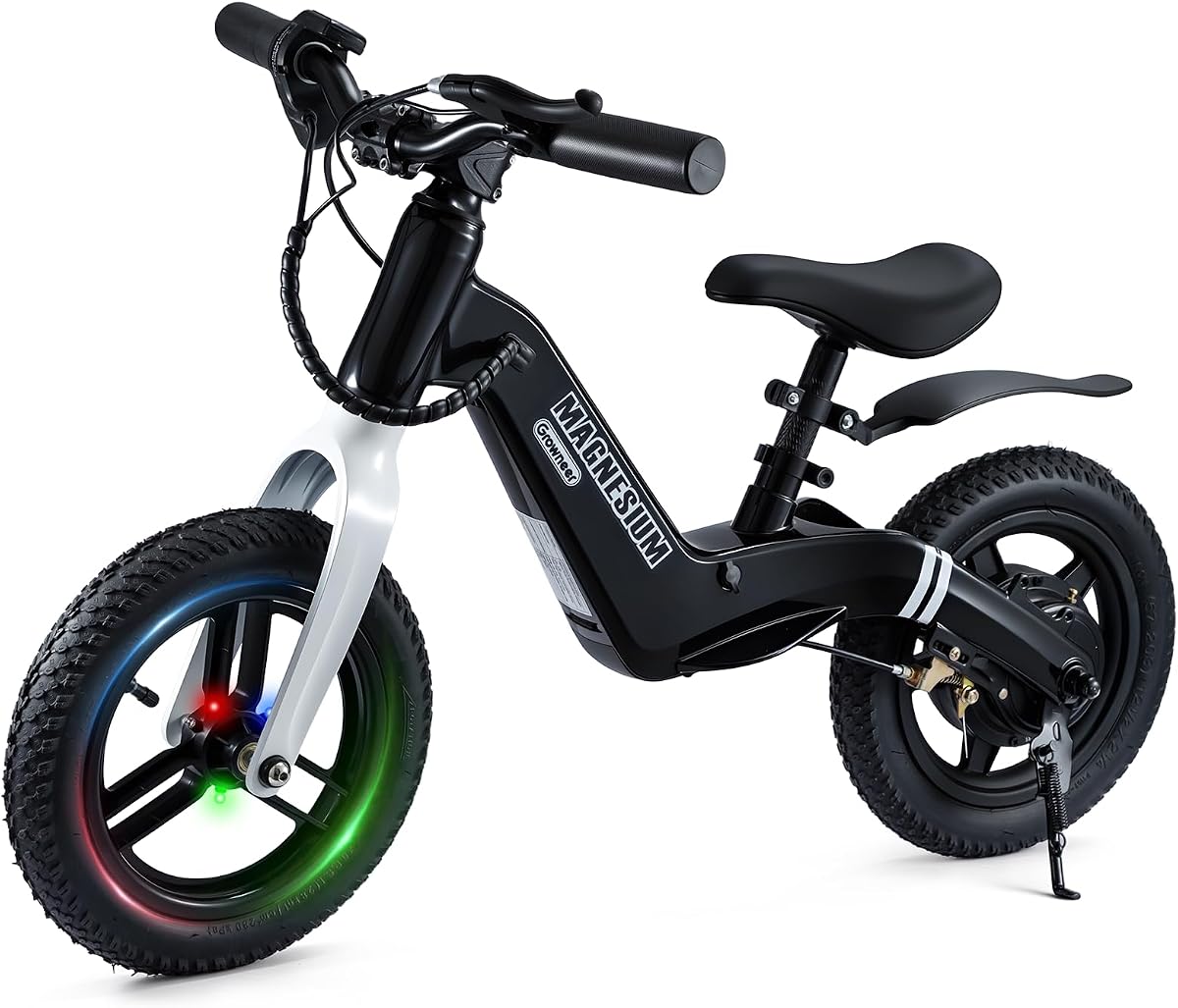 GROWNEER Electric Balance Bike for Kids, 12/14 Inch Tires, Ages 3-6, Lightweight Magnesium Alloy Frame, 3 Speed Settings(3.1/6.2/9.3 MPH), Light-up Front Tire & Adjustable Seat, Toddler Electric Bike