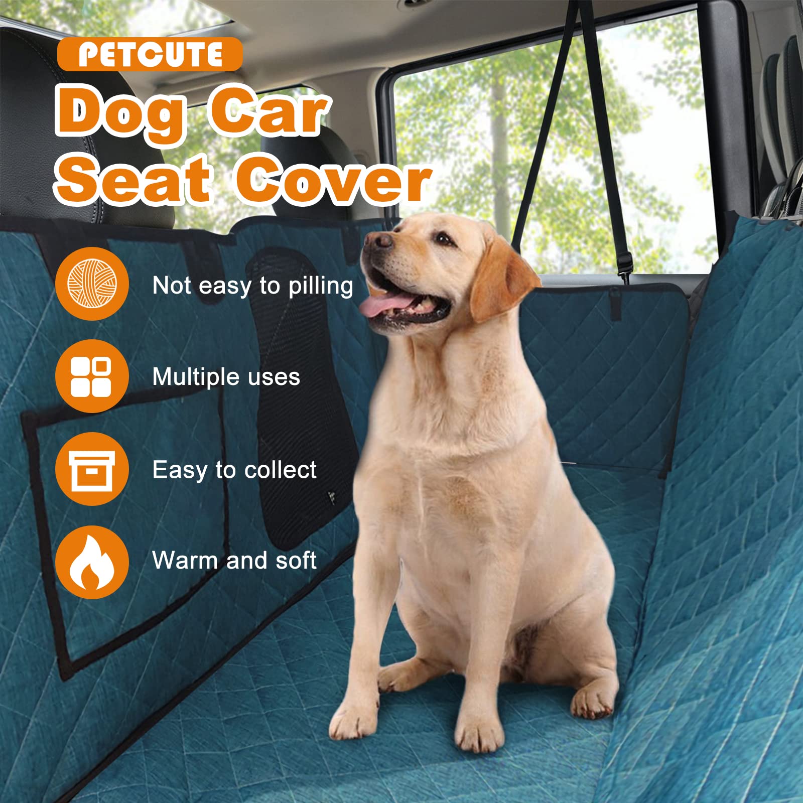 PETCUTE Cubre Asientos de Coche para Perros,Cubierta Asiento Coche Perro con Ventana de Malla,Hebilla de Seguridad,Funda de Asiento para Perros Impermeable y Resistente,Universal para SUV, Camión