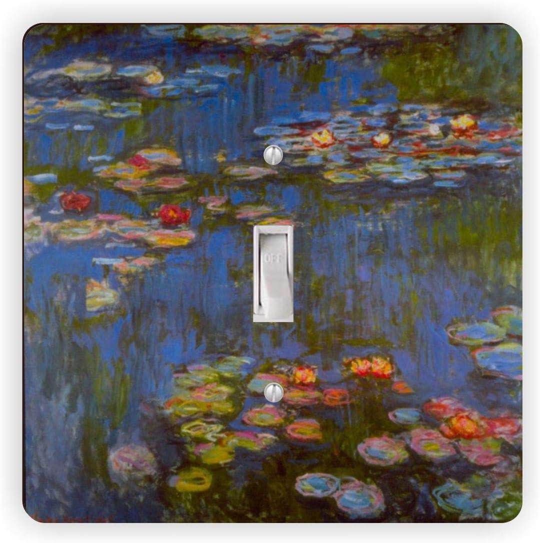 Claude Monet art Waterlillies -Light Switch Plate Cover - Double GFI Double Rocker - Two Gang Switch Plate Cover Switch Plate Cover