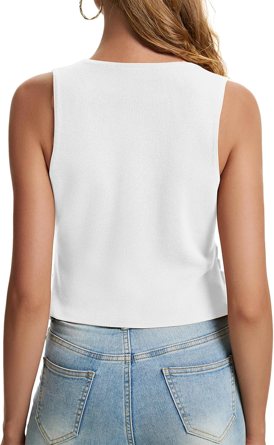 Sweater Vest Women Dressy Button Up Knit Sleeveless Tank Tops Work Business Casual Outfits Summer - Image 4