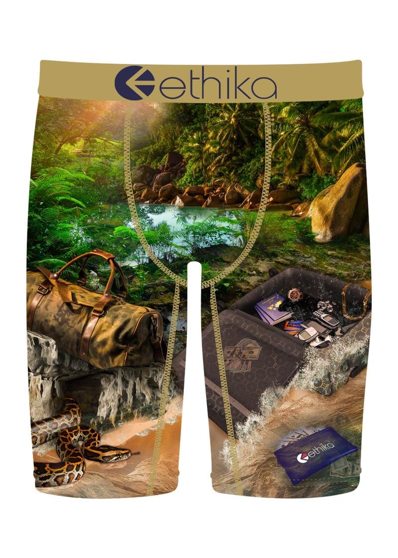 Ethika Men's Staple Boxer Brief - Lost Fortune Print, No Ride-Up, 4-Way Stretch, Mid-Rise Comfort - View #2
