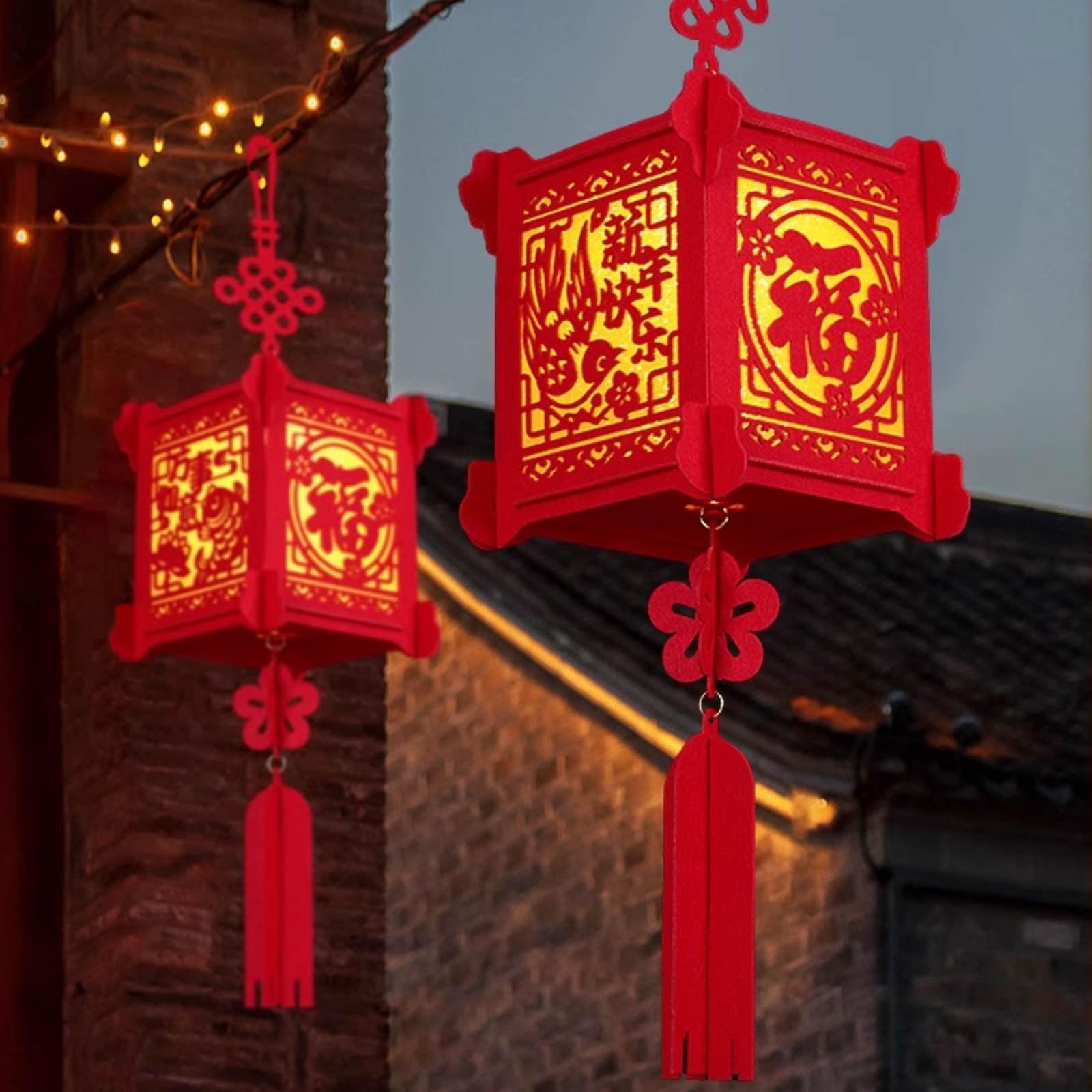 Czerwone papierowe lampiony Okrągły chiński lampion z czerwonego materiału, rok 9 cali