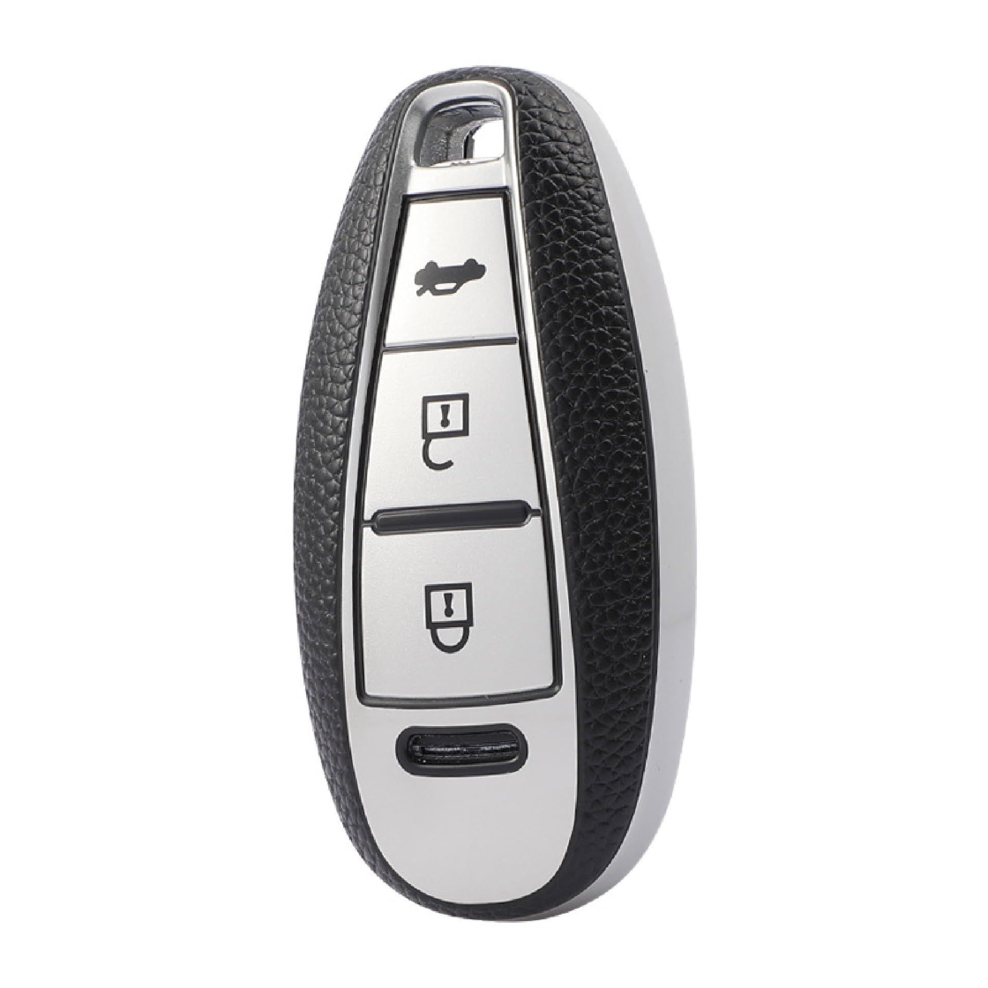 JVCV® Premium Soft TPU Leather Pattern Key Cover Compatible with Maruti Suzuki 3 Button Baleno Ciaz Vitara Brezza S Cross Swift Ignis and Toyota Urban Cruiser Smart Key (Silver)-image-28