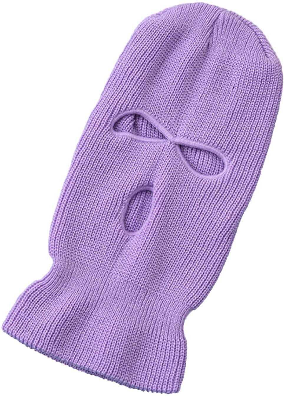 KGM Premium Quality Knitted 3 Hole Balaclava Bally Winter Hats Ski Snowboard Outdoor (Lilac), One Size