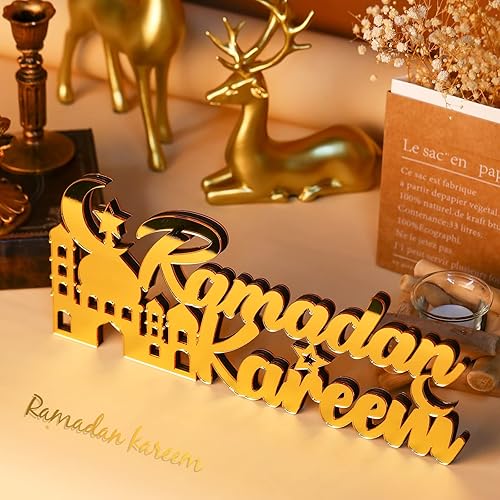 Miniatura 5 de Decoración de mesa islámica Ramadán Mubarak letrero de Ramadán Kareem Decoración islámica Decoración del hogar Regalos de Ramadán Carta de madera