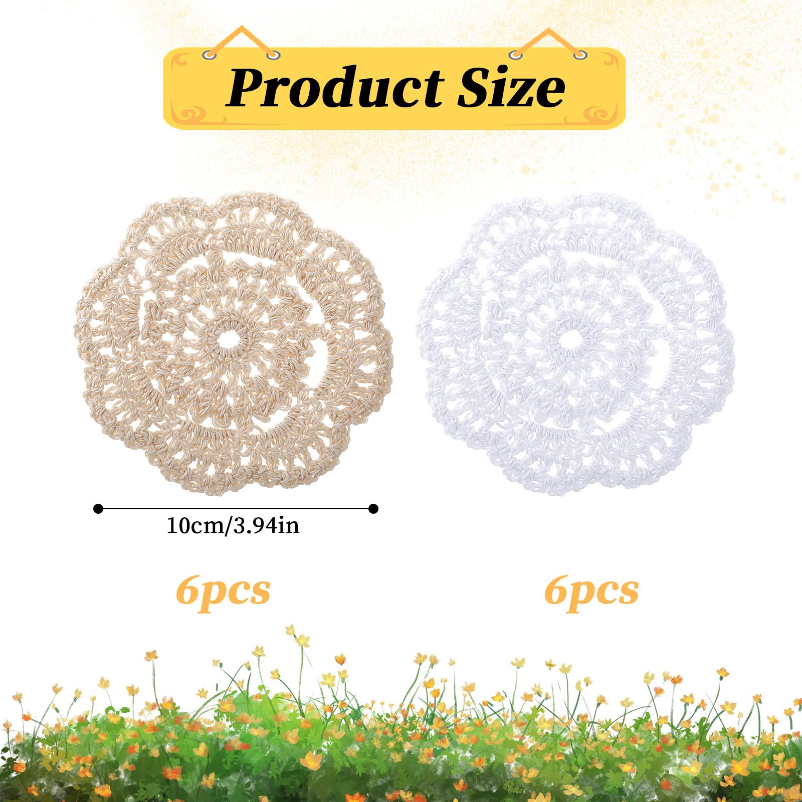 12 PCS Small Lace Doilies Crochet Doilies for Cups Coasters 4 Inch Handmade Crochet Cotton Coaster Small Vintage Cloth Lace Placemats Lace Fabric Coasters for Table (White/Beige)