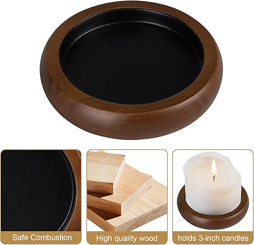 Miniatura 3 de Juego de 2 portavelas para velas de pilar, plato de vela de madera de granja, soporte de vela de madera rústica, bandeja de velas decorativa para