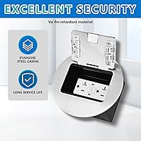 Vista 2 de KYHSHJ Kit de Enchufe Circular Empotrado en Piso con 2* 20 Amperios de Acero Inoxidable GFCI, Receptáculo a Prueba de Manipulaciones, Hardware
