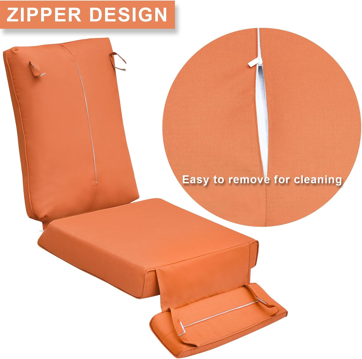 Skypatio All-Weather Outdoor Recliner Cushion, Replacement Patio Chair Deepseat Waterproof Cushion (Orange)