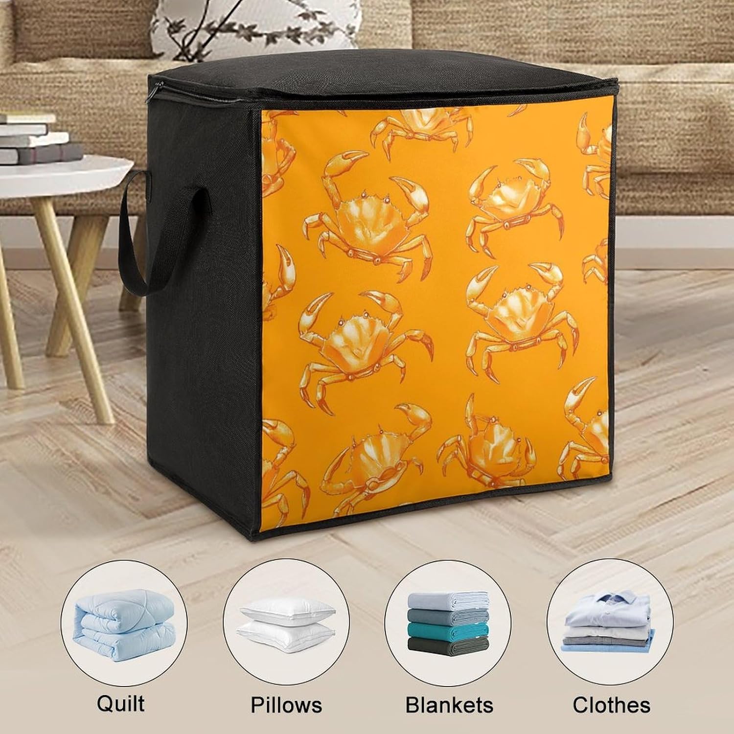 Golden Crab Large Comforter Blanket Storage Bags Bins 70L Closet Organizer with Handles