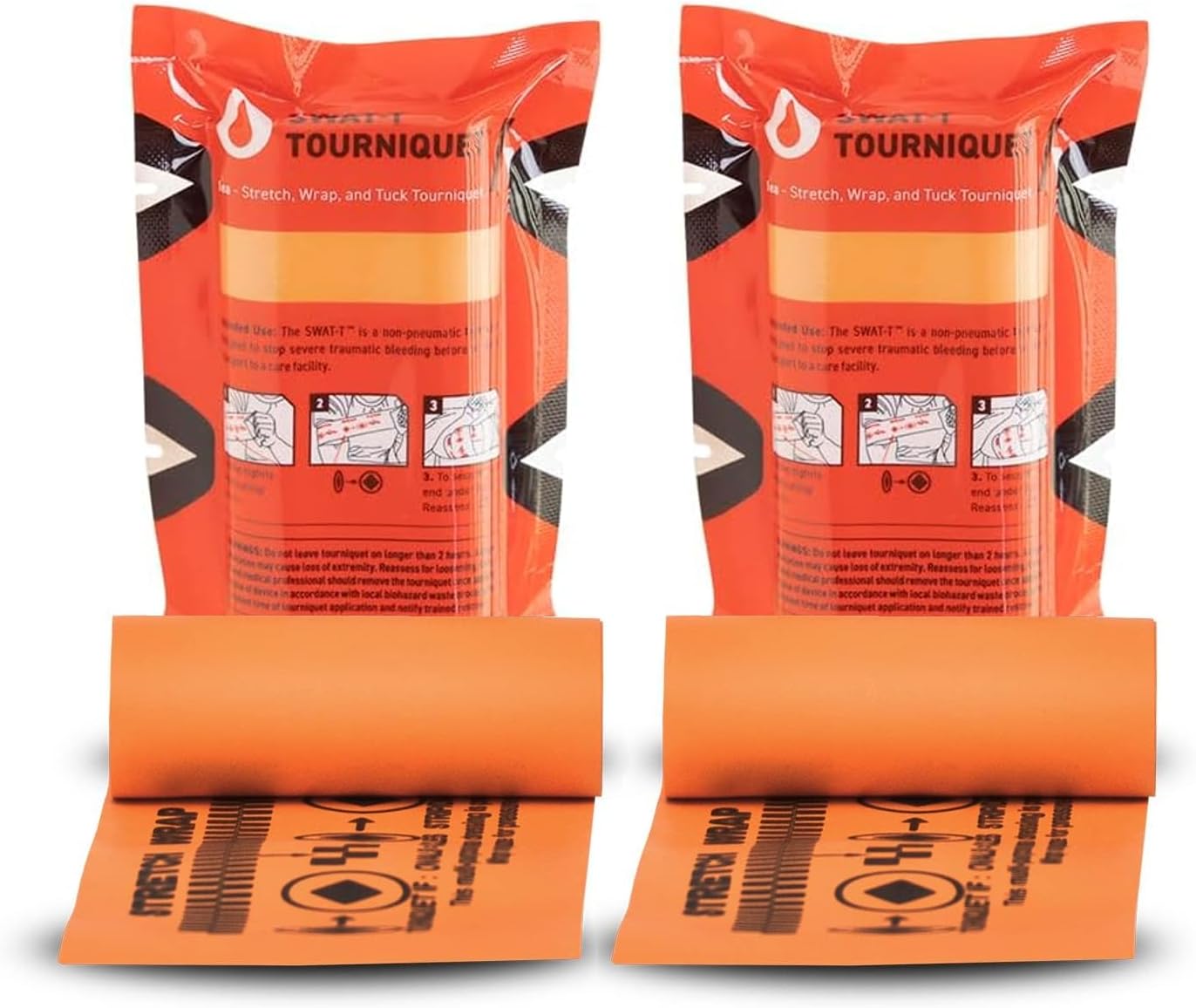 Tourniquet Orange 2 Pack by Safeguard Medical, Emergency First Aid Equipment for Massive Hemorrhage Control, Made in the USA