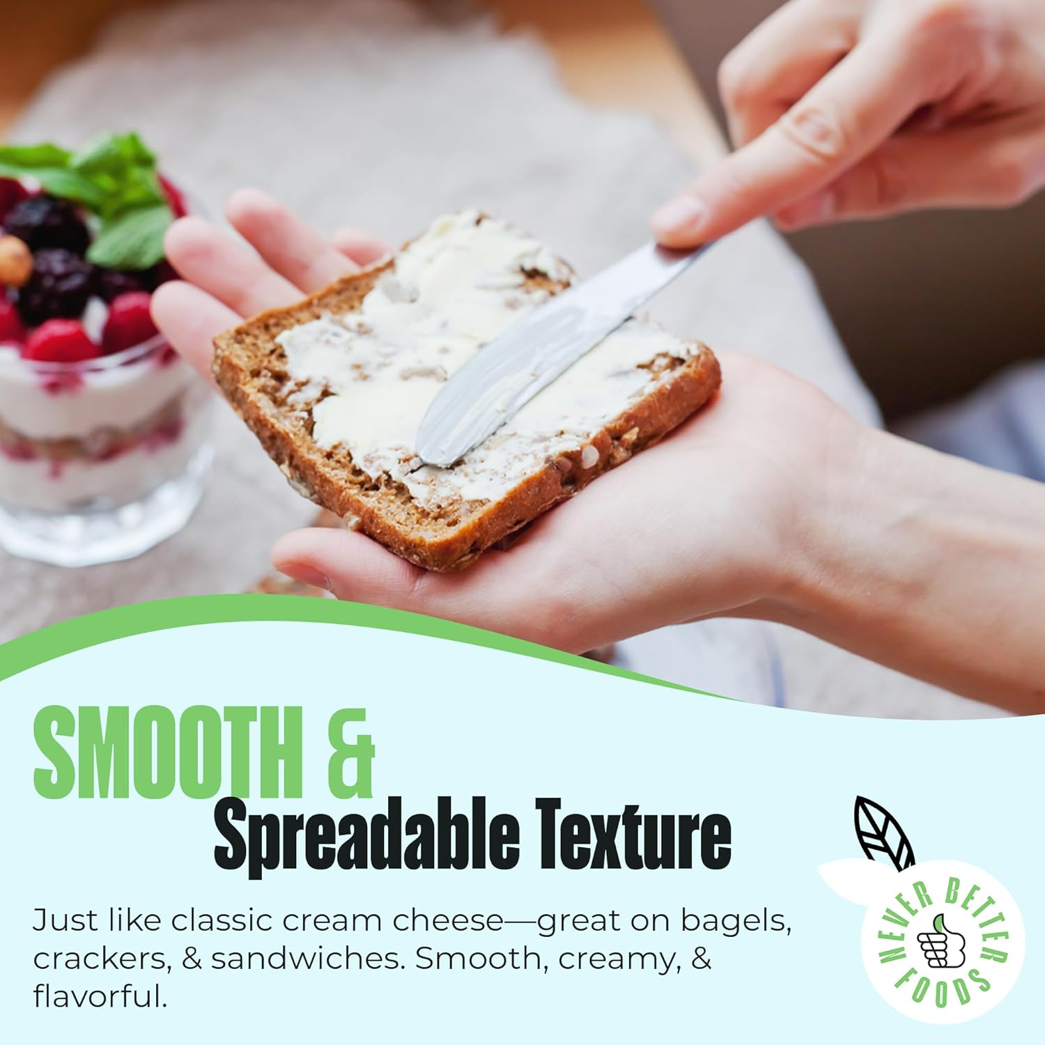 Dairy Free Vegan Cream Cheese Spread – Plant-Based, Lactose Free, Allergen-Free, Non-Dairy Cheese – Smooth & Spreadable Texture – 25 x 1oz Pouches – Ideal for Bagels, Cooking, Baking