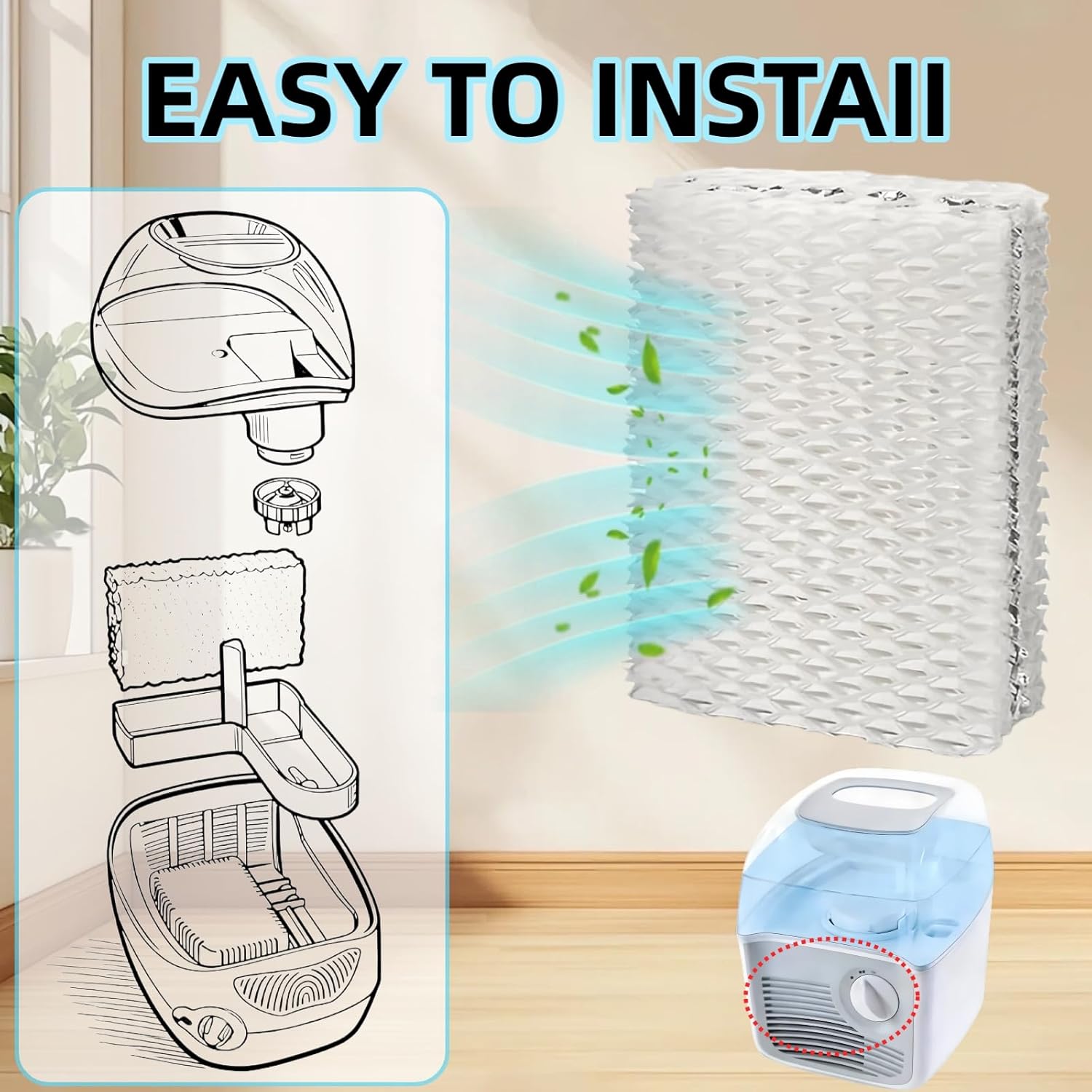 8 Pack WF813 EQWF813 Humidifier Filters Replacement for Equate EQ-2119-UL PCWF813 Relion RCM-832 RCM-832N ProCare PCCM-832N Cool Mist Humidifier Replacement Filter