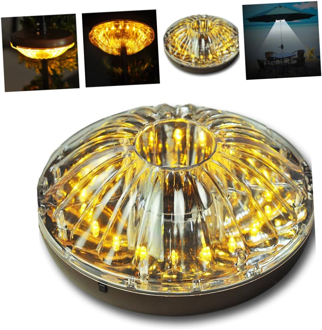 LED Warm White Outdoor Umbrella Light Portable Detachable Camping Tent Lamp Emergency Light Cordless No Battery PVC for Patio BBQ and Outdoor Activities