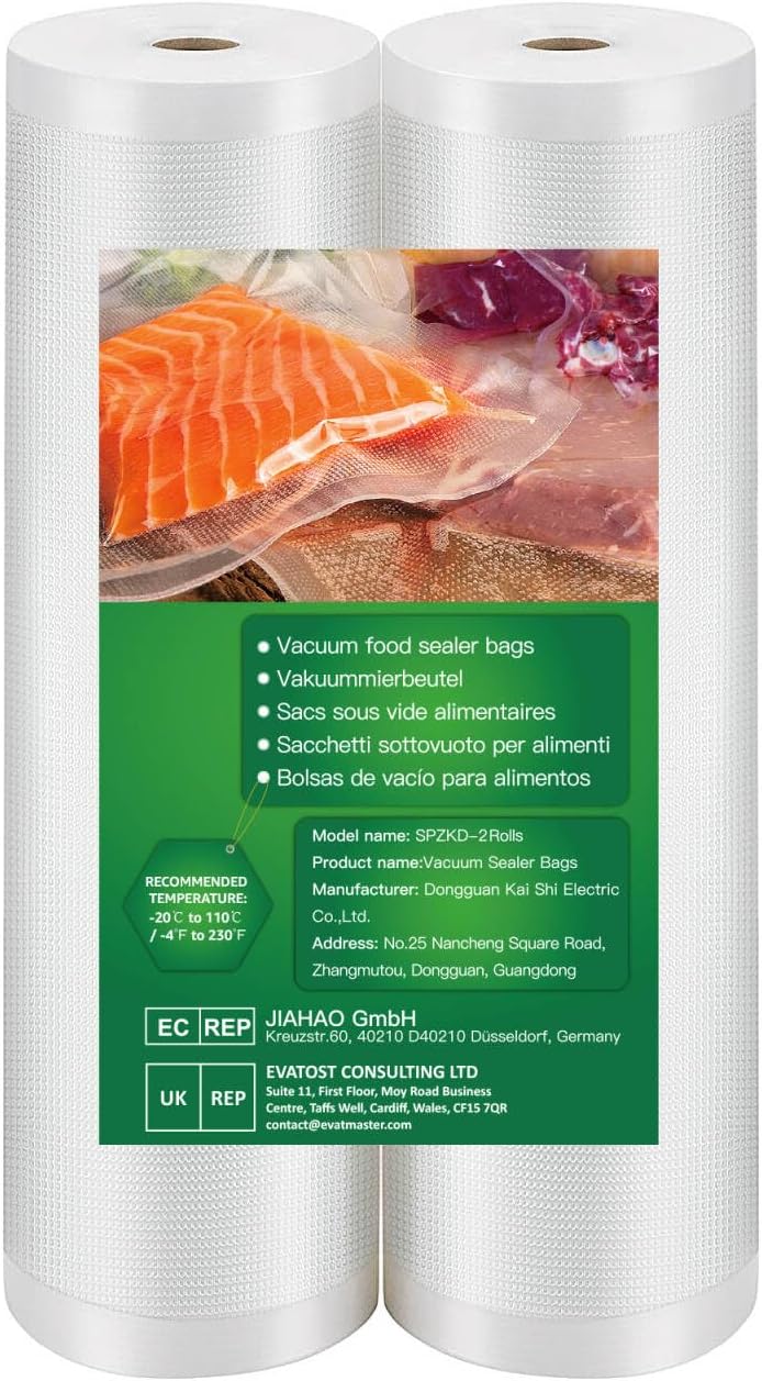 BoxLegend Vacuum Sealer Bags Vacuum Food Sealer Rolls, 2 Rolls 28 x 600cm Storage Bags, Heavy-Duty Commercial Customized Size Food Bags for Food Storage, Sous Vide Cooking, BPA-Free