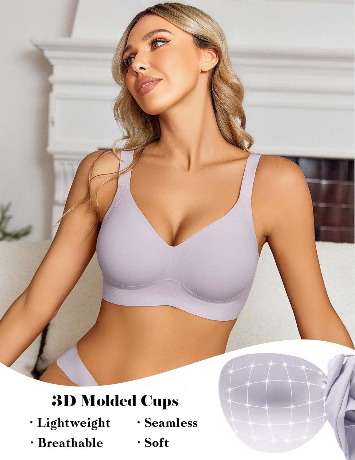 Avidlove Wireless Bra for Women Seamless Push Up Full Coverage Bra Comfort Bralette Support Everyday Bra - Image 3