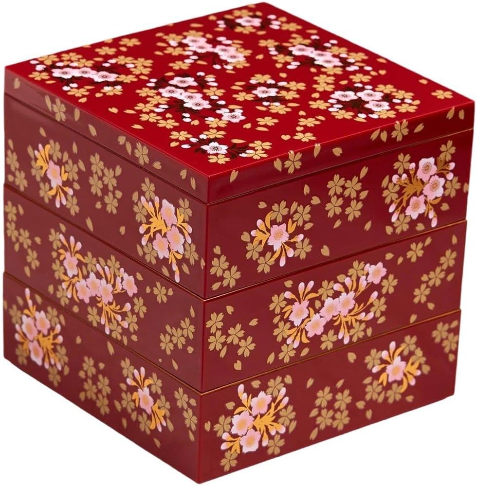 Japanese Traditional Bento Box Lacquer Bento Box Three Layer Sushi Box Portable Food Storage Case Traditional Lacquered Box