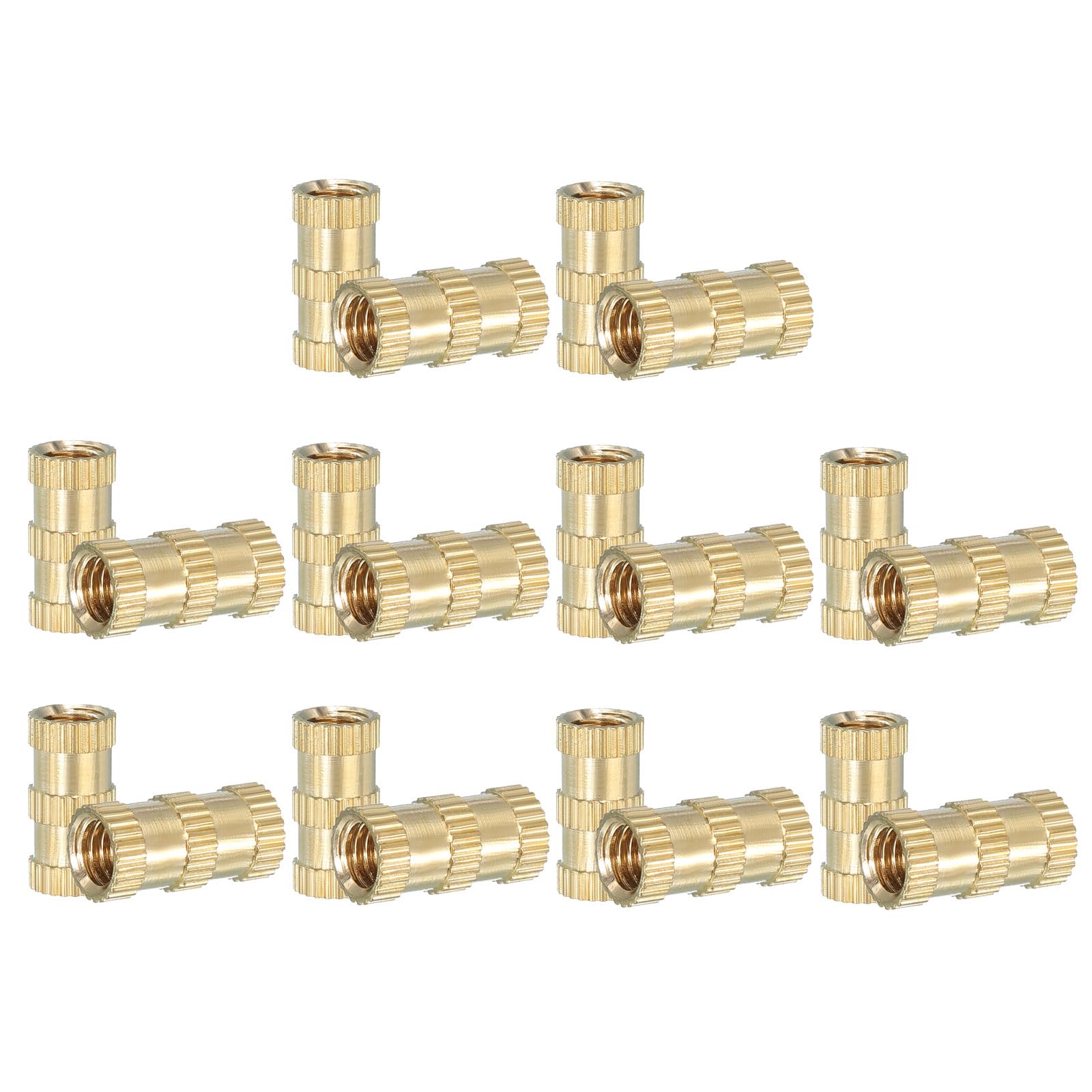 PATIKIL M6 Threaded Inserts, 20 Pcs Female Metric Brass Knurled Nuts Heat Set Insert for Plastic 3D Printing Components (M6x16x8mm)