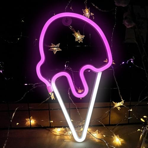 LED helados neón signos helados luz de neón lindas luces de noche de neón decoración de la habitación batería o USB luces decorativas de arte para