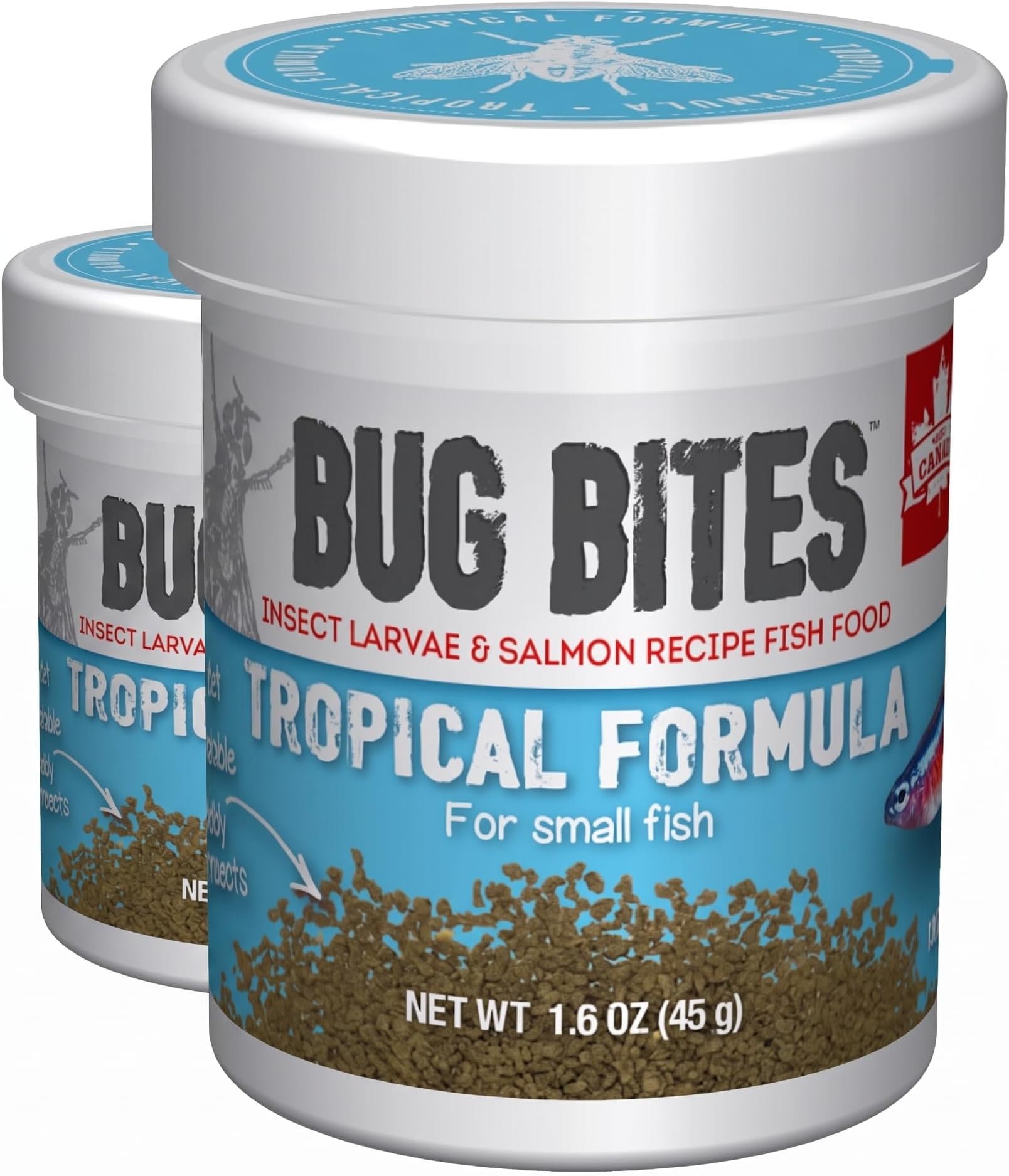 Bug Bites Tropical Fish Food | Small Granules | For Small-Medium Fish | 1.6 oz | Pack of 2