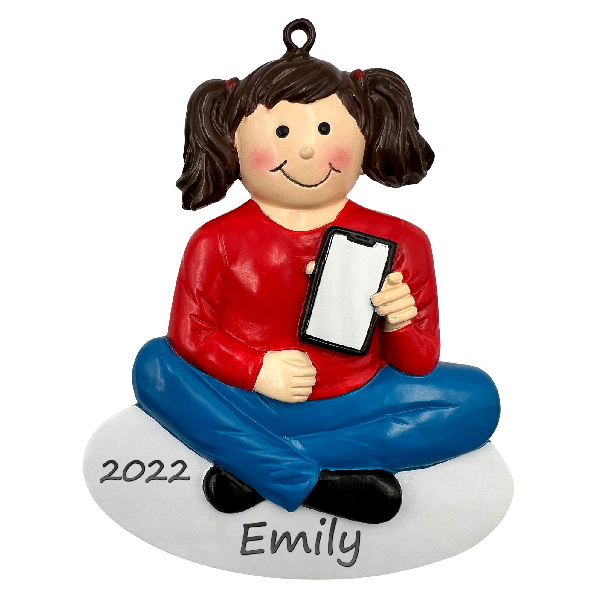 CHEERZEER CUSTOMIZE Girl Holding Cell Phone Christmas Ornament Personalized, New Smart Phone Ornament