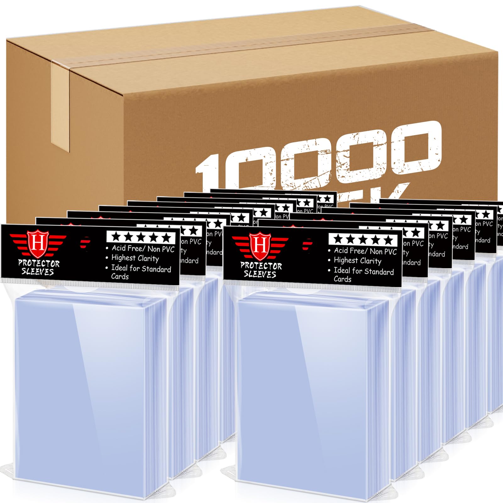 10000 Counts Card Sleeves TopLoaders for Trading Cards, Soft Clear Baseball Card Sleeves Plastic Card Protector for Football Card Sports Cards Game Card Standard Cards